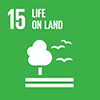 Life on land graphic with tree and birds icon